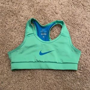 Blue and green Nike dri fit sports bra size m